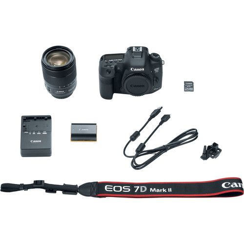 Canon EOS 7D Mark II Camera W/ 18-135mm IS Lens & W-E1 Wi-Fi Adapter