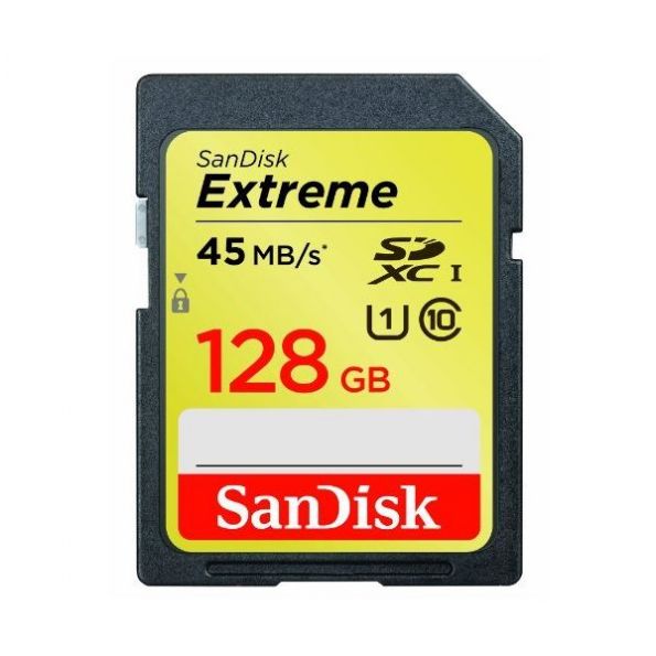 SanDisk Extreme 128GB UHS-1 SDXC Memory Card Up To 45MB/s- SDSDX