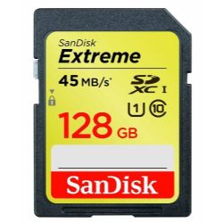 SanDisk Extreme 128GB UHS-1 SDXC Memory Card Up To 45MB/s- SDSDX