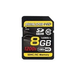 Digital Speed 1200X 8GB Professional High Speed Mach III 160MB/s Error Free (SDHC) HD Memory Card Class 10