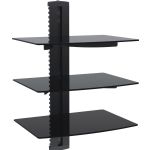 Mount-It! Wall Mounted AV Component Shelving System with Adjustable Tempered Glass Shelves